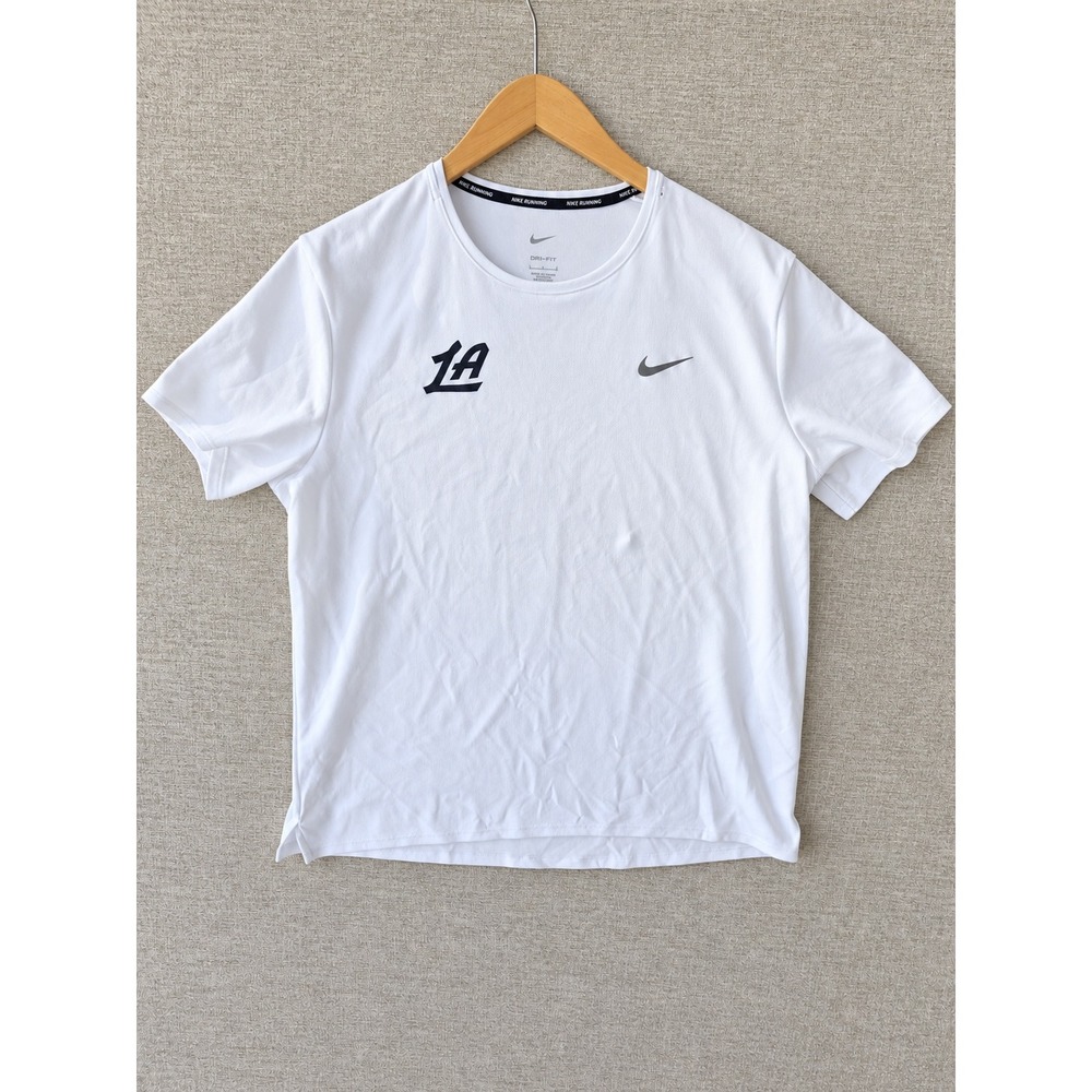 Nike Running Dri-FIT LA Dodgers Shirt Mens Large White Short Sleeve Performance
